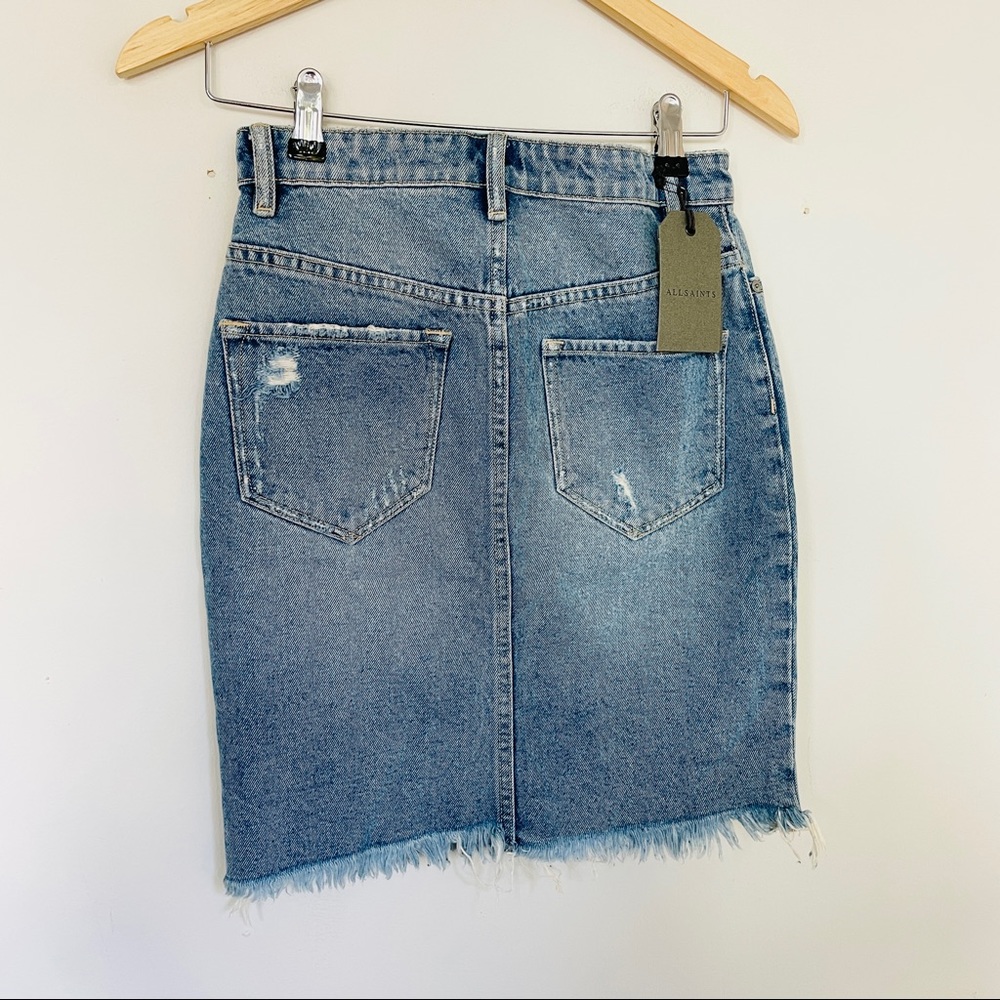 NWT ALLSAINTS Kim Denim Distressed Skirt - Picture 5 of 6
